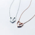 S925 Silver Openwork love Heart Shaped Necklace Women Rose Gold Cute Girls Short Collarbone Chain