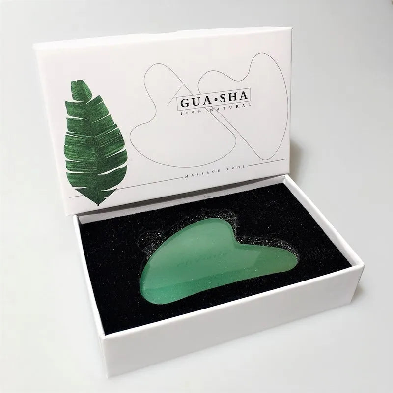 HY Highest Quality Item Face Slimming Bian Stone Body Scraping Massage Tool Natural Green Aventurine Jade Gem Guasha