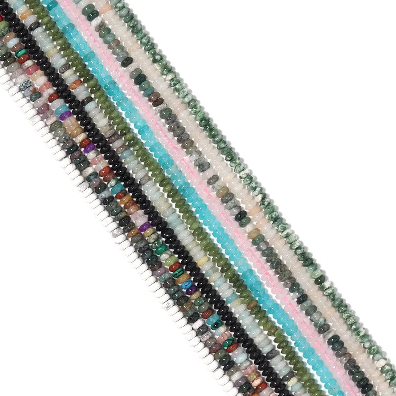 2*4mm Abacus Stone Bead Natural Howlite Crystal Aventurine Black Agate Wheel Rondelle  Loose Gemstone Beads DIY Jewelry Making