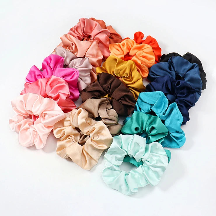 B.PHNE Wholesale 10CM Stock Satin Scrunchies Hair Ties Scrunchies Satin Woman or Girls Hair Accessories
