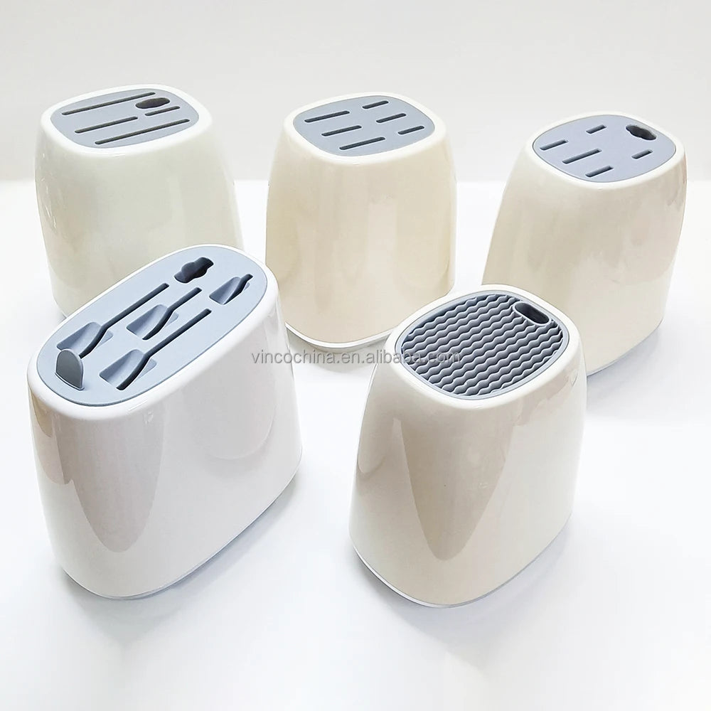 New Bionic Design Minimalist Style Beautiful Cream Stainless Steel Knife Block Holder Storage Rack for Knife Set
