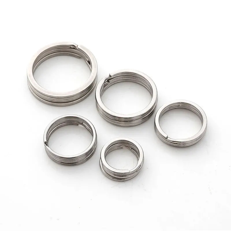 PD219 DIY Jewelry Accessories 100pcs/Bag 20mm-35mm 304 Stainless Steel Flat Ring Fashion Metal Style Smooth Key Ring