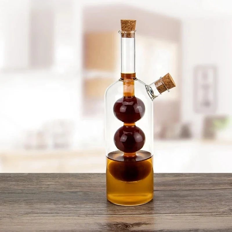 2 in 1 Oil Vinegar Bottle with Grape Shaped Hot Sale High Borosilicate Glass Oil Pot with Lid
