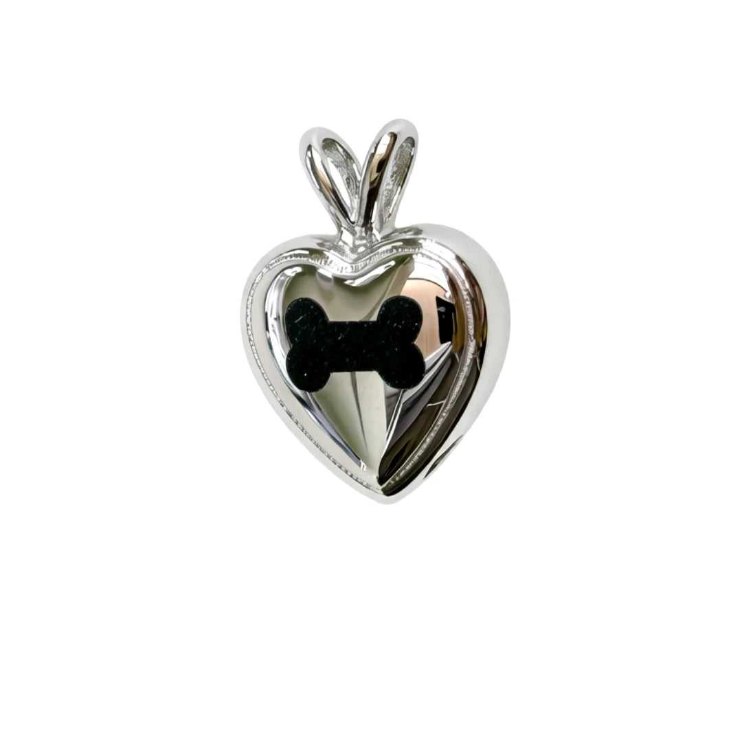 Bone Heart Children's Memorial Ash Cremation Urn Stainless Steel Silver Plated Pet Ash Holder Keepsake Pendant Necklace