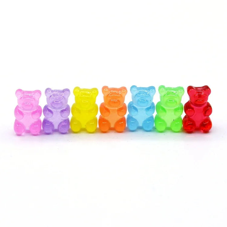 10*17mm Bear Resin Beads Flatback Candy Colors  Bear Charms for Keychain Earring Ornament DIY Jewelry Making Findings