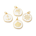 Mixed Shapes Rack Plating Brass Enamel Pendants Long-Lasting Plated Real 18K Gold Plated Flat Round Charm
