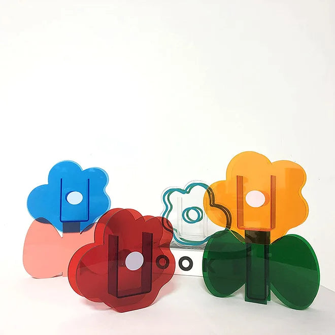 Dropship Acrylic Flower Vase Colorful Modern Contemporary Design Floral Container Decoration for Home Office