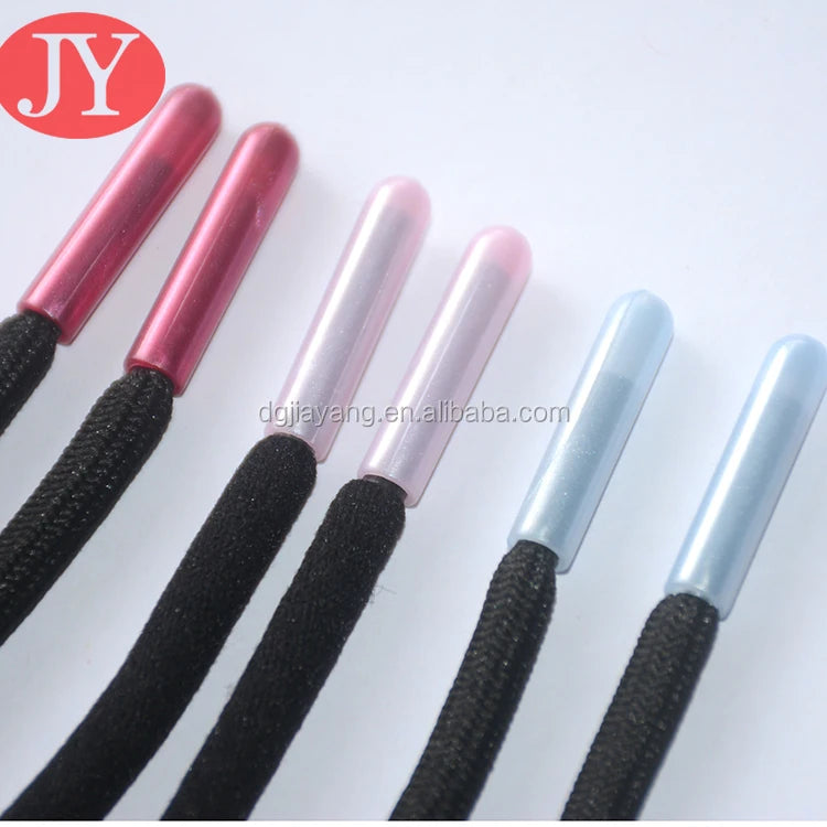 Custom Eco-Friendly Nickel-Free Hoodies Aglet Ends Chroma Pearlized Rubber Polyester Rope Lace Aglet Tipping Stoppers Jogger