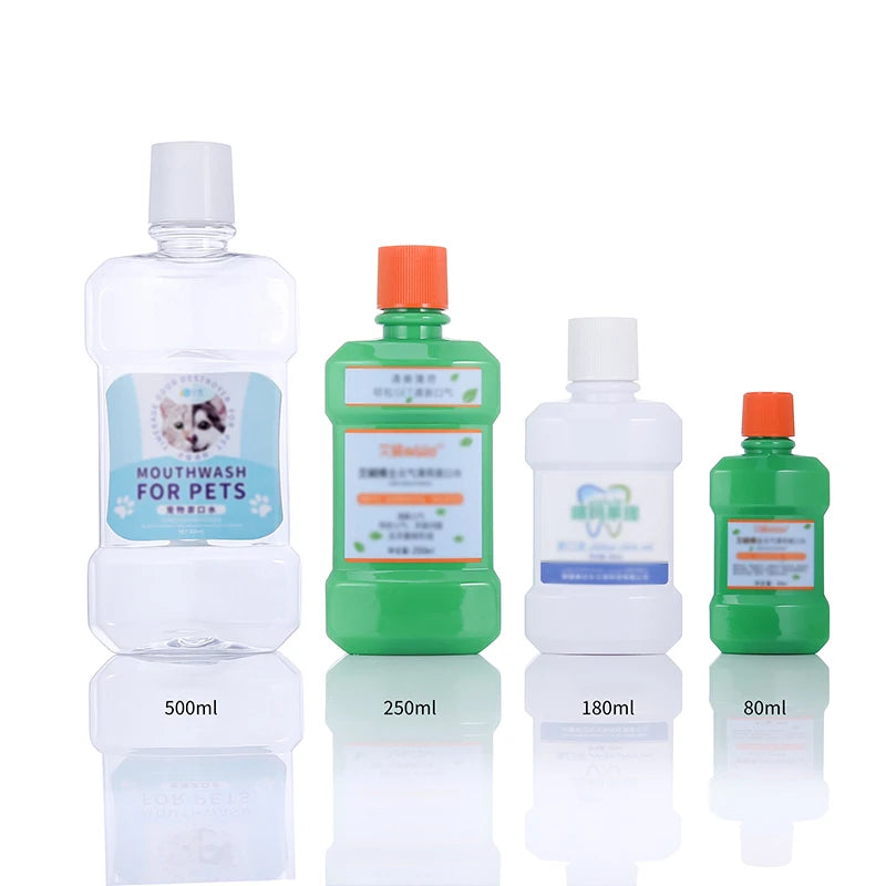 60ml 1000ml for Plastic PET Rim Mouthwash Bottle Screw Cap Flat Shape Squeeze Design 500ml Custom Brand Screen Printing ISO