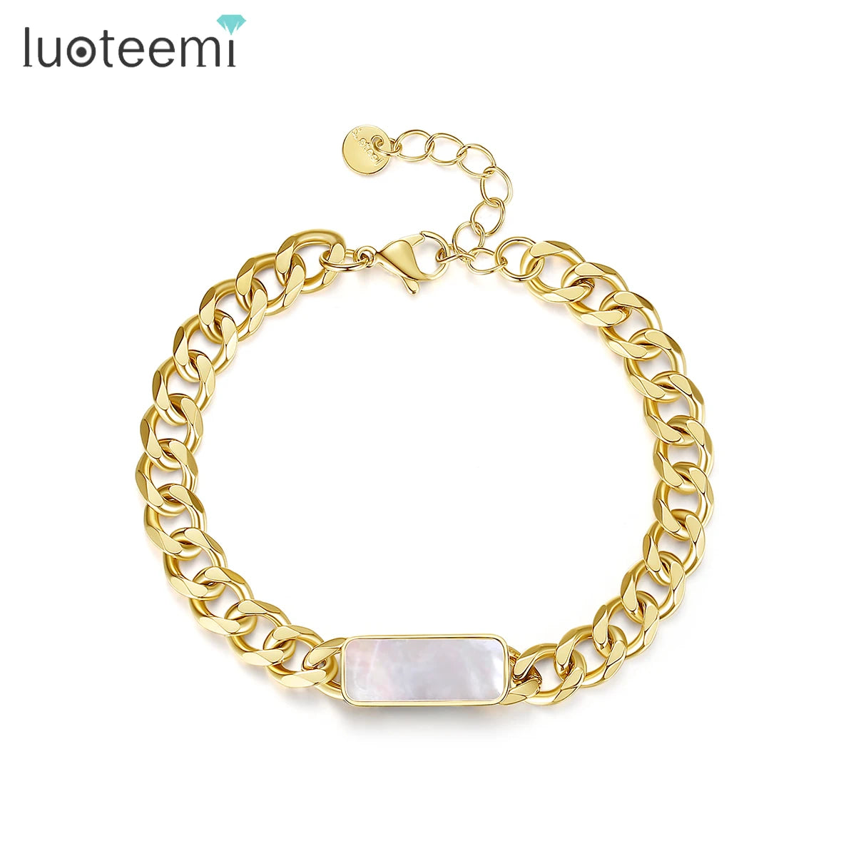 SP-LAM Bar Gold Stainless Steel Bangle Jewelry Fashion Cuban Designer Charm Woman Sea Shell Bracelet
