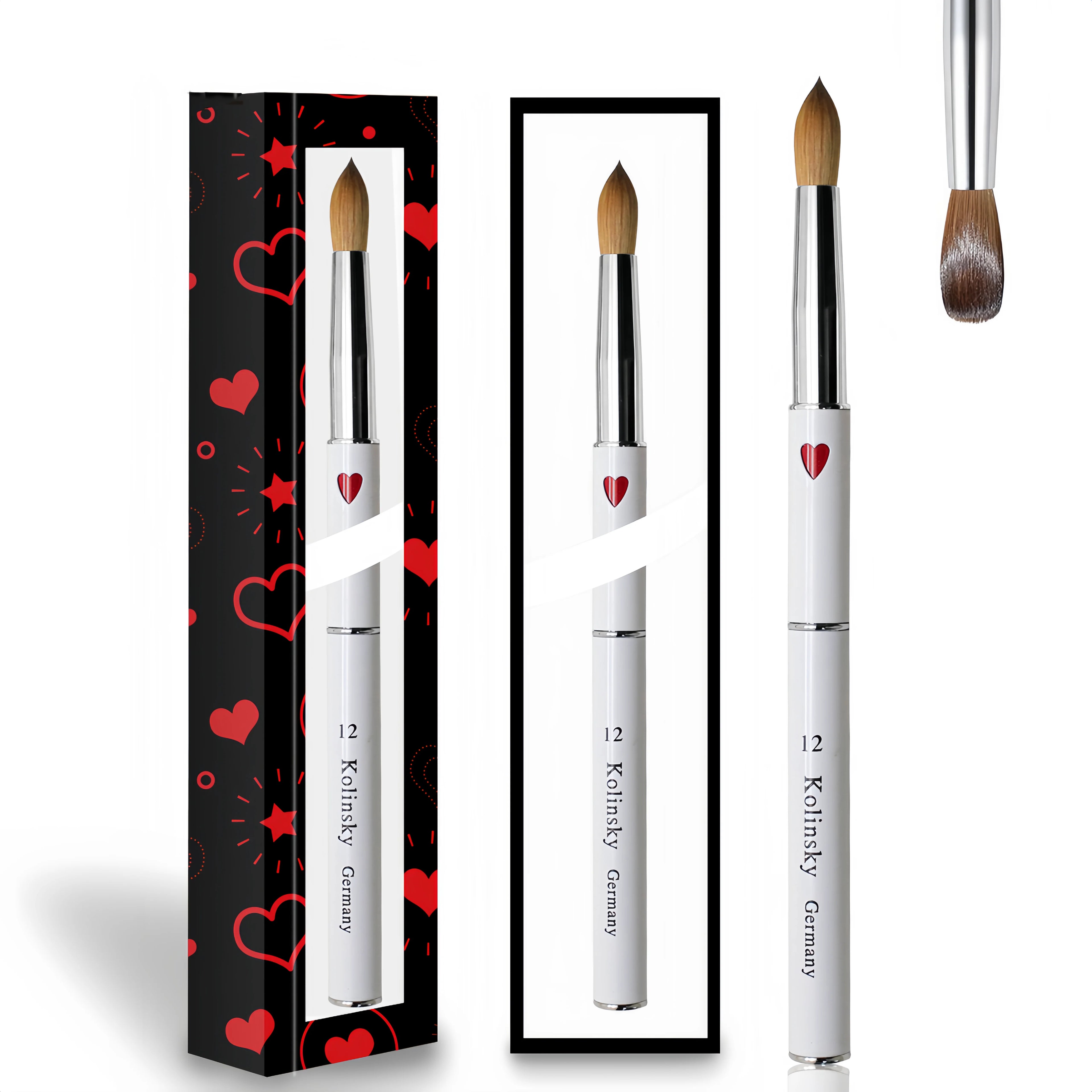 Professional Custom Logo Pure Kolinsky Sable Nail Art Brush with Metal Handle Oval Nail Brush for Use Manicure