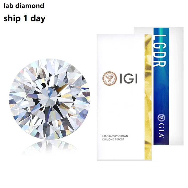 1ct Cvd Hpht IGI Certificated Lab Grownd Diamond Round D Vs1 Vvs2 Clarity Real Diamond Cvd Hpht Diamond for Luxury Jewelry