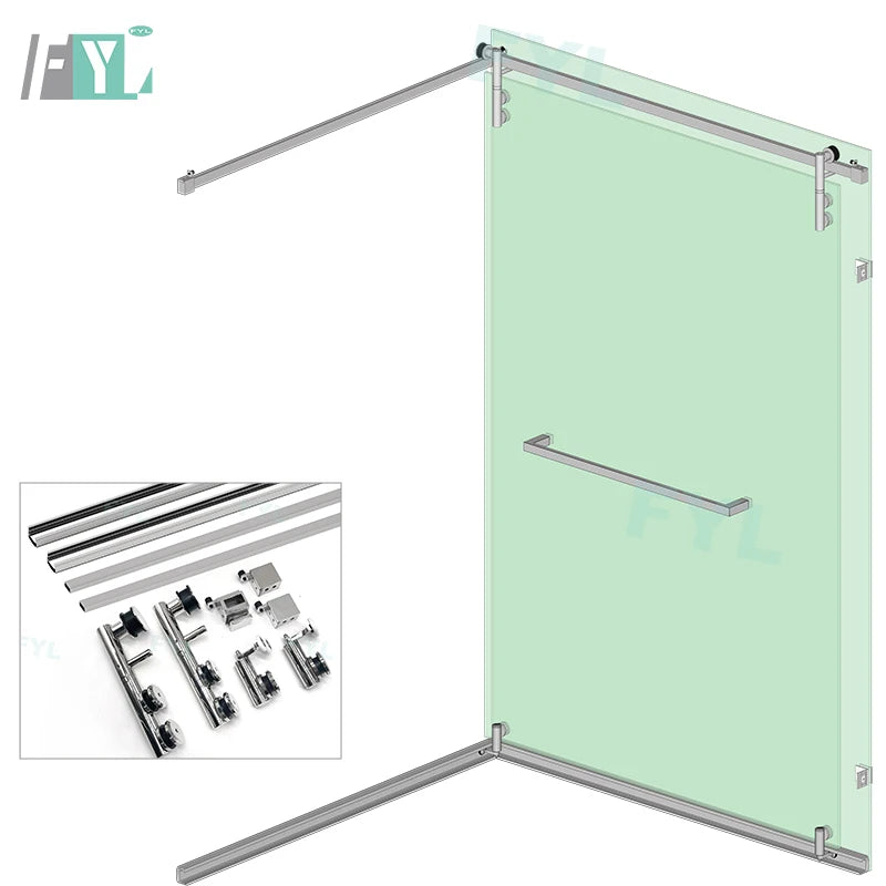 Frameless Side Sliding Shower Door System New Style Folding Glass Hardware Set for Small Size Bathrooms