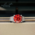New Arrival 925 Silver 5 Carat Brilliant Cut Pass Diamond Test Sparkling Red Moissanite Cow Head Ring for Women Fine Jewelry