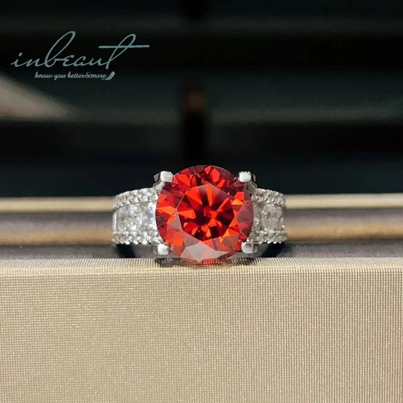 New Arrival 925 Silver 5 Carat Brilliant Cut Pass Diamond Test Sparkling Red Moissanite Cow Head Ring for Women Fine Jewelry