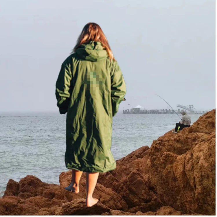 Custom Recycled Windproof Waterproof Changing Hooded Robe 70X110CM Swim Parka Changing Robe