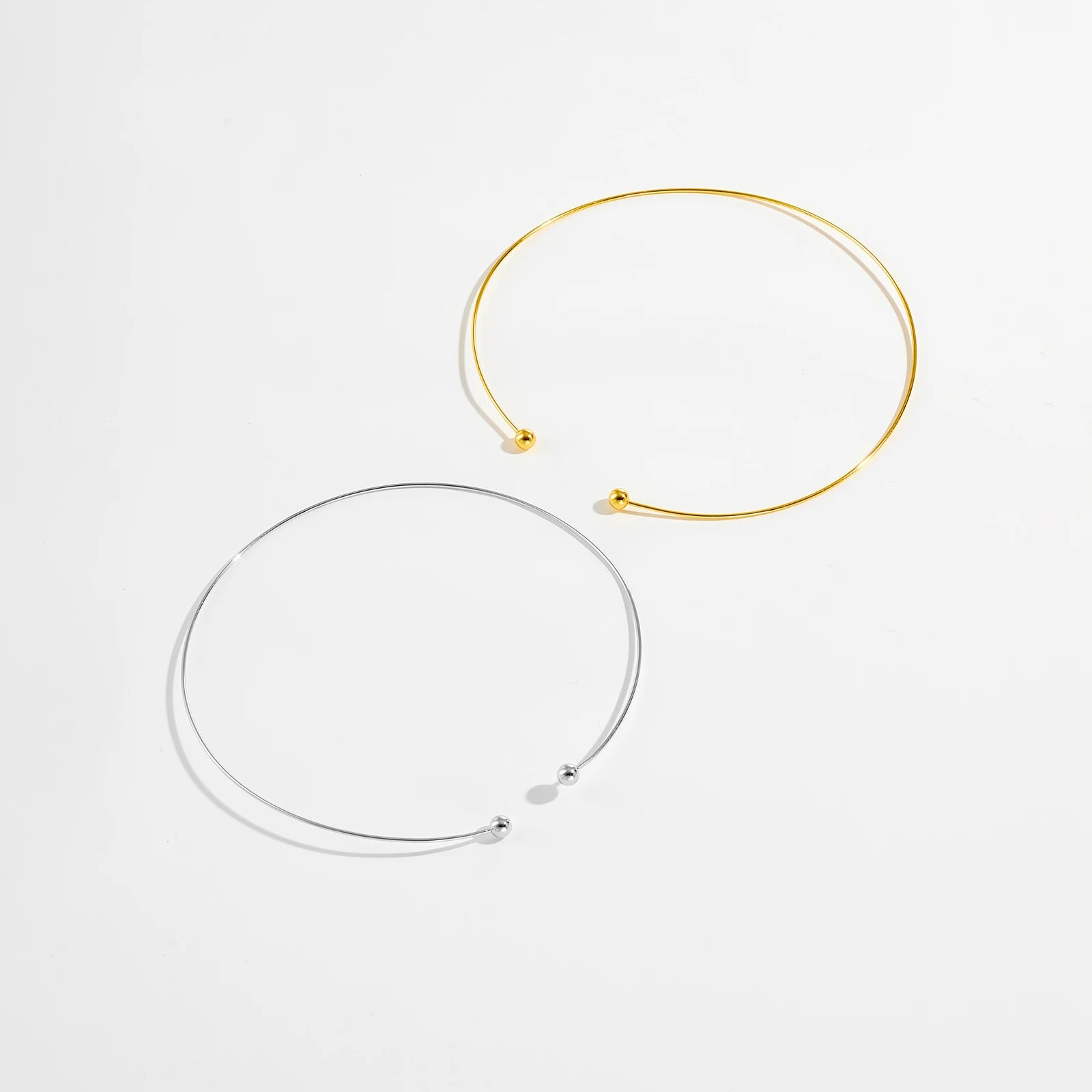 FUAMAY 2024 New Design Fashion Chokers Necklace Gold Plated 925 Sterling Silver Double Ball Choker Collar Necklaces for Women