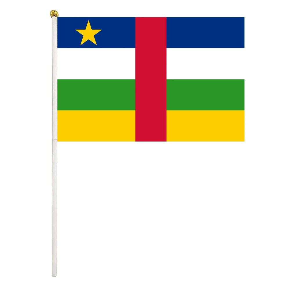 Custom Central African Republic Hand Waving Flag 10x15cmcm Durable Polyester Personalized Parade National Day Events