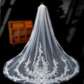 YouLaPan V222 Fashion Girls Long Bridal Veil Handmade Embroidered Lace 3M Length 3M Wide Cathedral Wedding Veil
