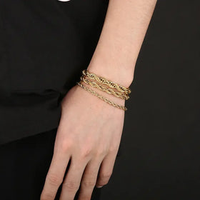 Hip Hop Twisted Chain 18K Gold Plated Stainless Steel Bracelet Gold Rope Chain for Men Women Jewelry Bracelet