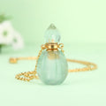 Wholesale Gold Plated Quartz Crystal Natural Gemstone Essential Oil Perfume Bottle Pendant Amethyst Necklace