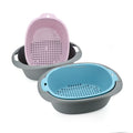 Rectangle Double Layer Stackable Vegetable Fruit Wash Sink Plastic Colander Drainer Basket Set