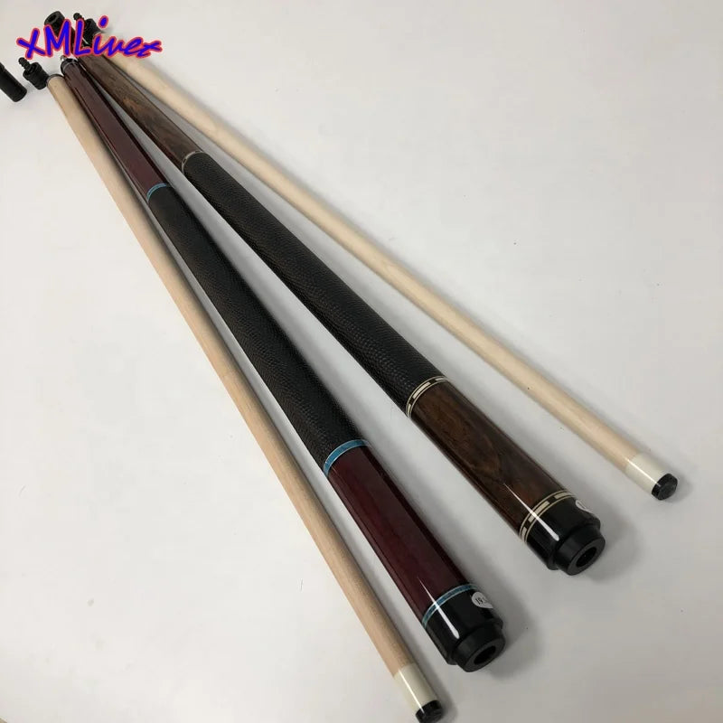 Xmlivet Handmade 142cm Radial Pin Ebony/rengas Solid Wooden Billiards Carom Cues in Leather Cue Grips Pool Cue Sticks