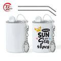 RTS Mini 3oz Stainless Steel White Sublimation Straight Tumbler Shot Glass Tumbler with Metal Straw and Keychains