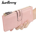 For Vintage RFID Pu Leather Slim Bifold Travel Clutch Wallet with Double Zipper Card Holder Long Wallet for Women