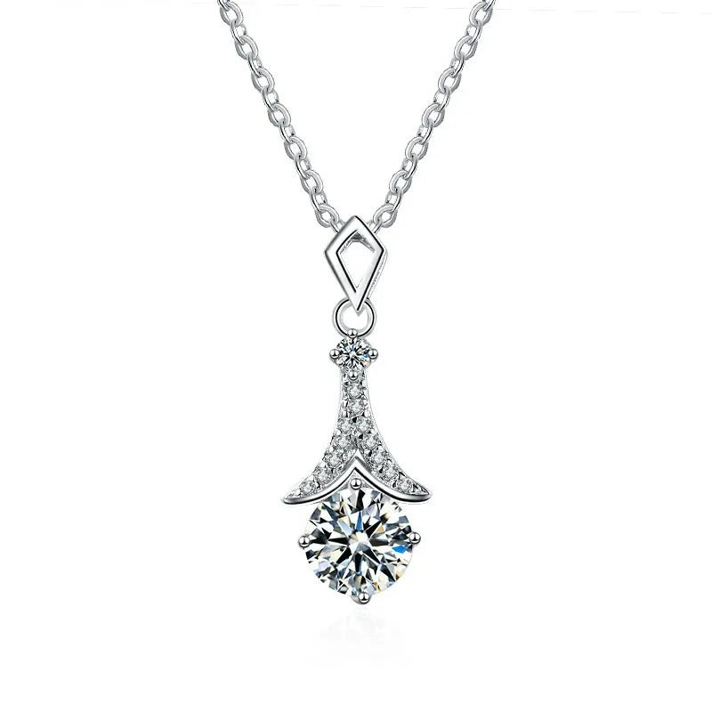 Sterling Silver S925 Moissanite Necklace Korean Wedding Gift Jewelry