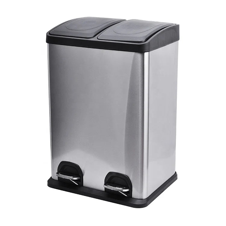 30l Sorting Pedal Bin Soft Close Smudge Resistant Metal Step Trash Can Waste Basket With Lip Removable Liner Bucket for Kitchen