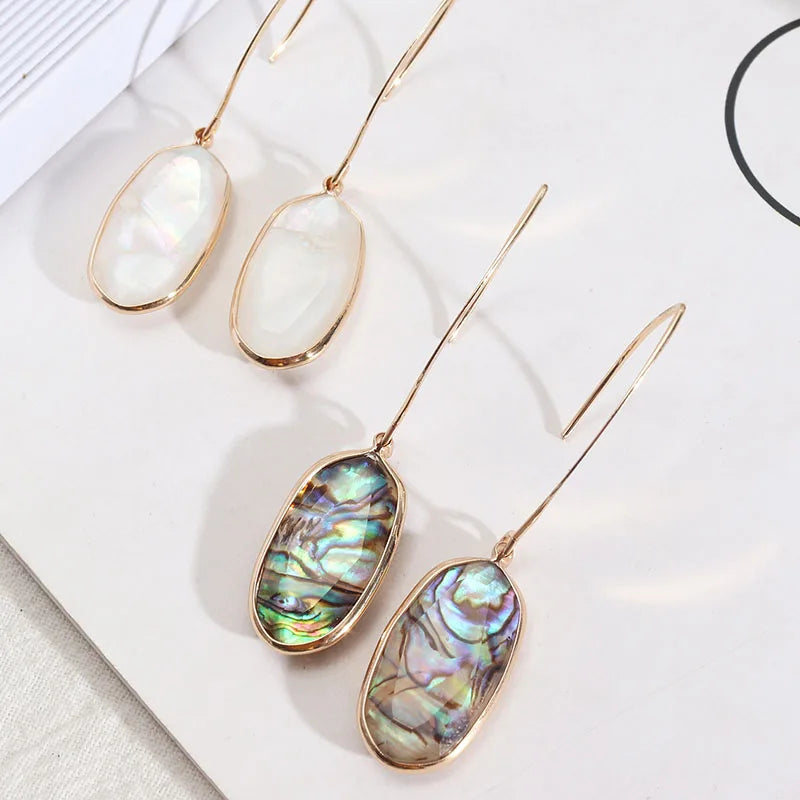 Chuanfan Natural Shell Earrings Abalone Shell Earring 18k Fashion Jewelry Oval Shape Entry Luxury Jewelry Gift for Women
