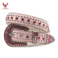 Factory New Designer Kids Leather Belts Fashionable Western Shiny pink Rhinestone Belts Children Bb Simon