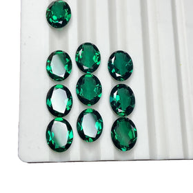 Oval Cut Lab Created Zambia Dark Green Emerald Loose Gemstones for Jewelry
