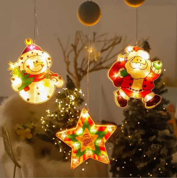 Christmas LED Suction Cup Small Color Lamp Christmas Lights Window Hanging Lights Christmas Decorations