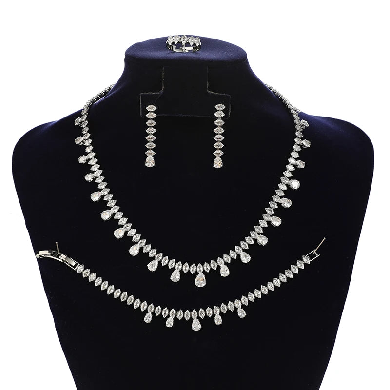 Elegant Wedding Accessories Water Drop Pendant Statement Necklace Simple Classic Bridal Jewelry Set BN9068 Bijoux Femme Ensembl