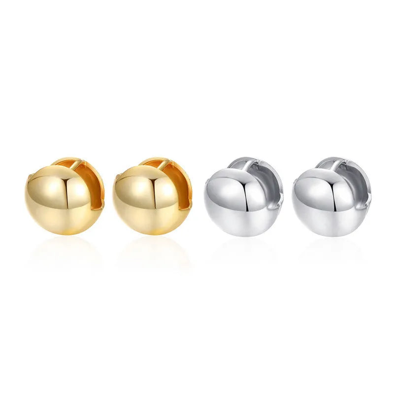 Vintage 18K Gold Plated Ball Ear Clip 925 Sterling Silver Geometric Earrings for Women Wholesale