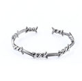 Punk Open Adjustable Twisted Barbed Wire Stainless Steel Cable Cuff Bracelet for Men Women