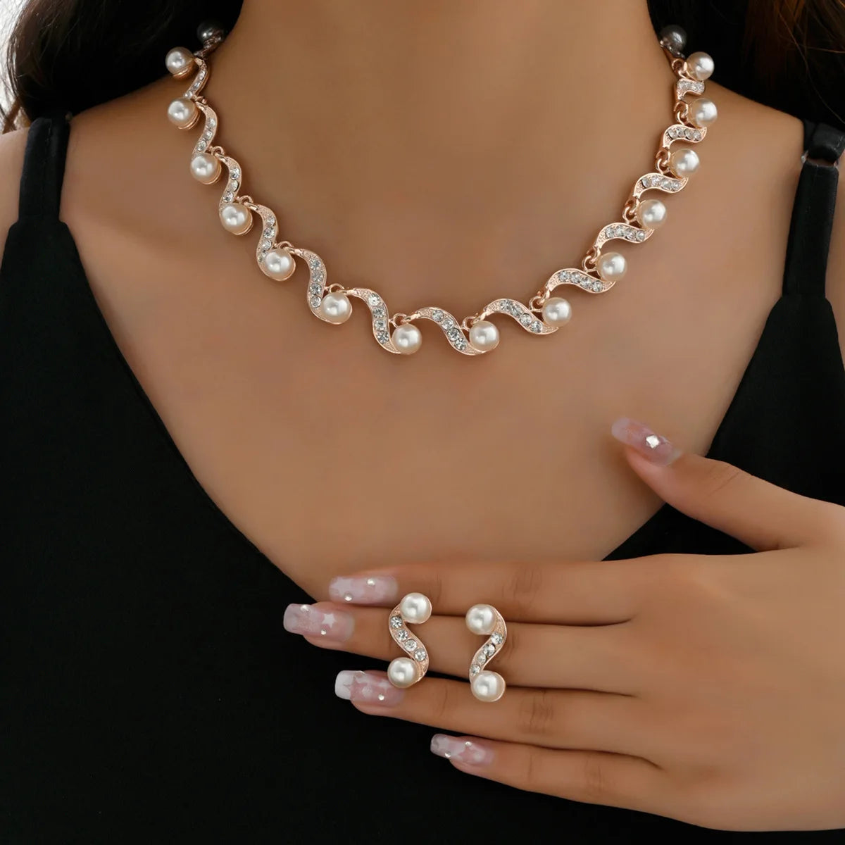 Wholesale Designer Luxury Women Pearl Necklace Earrings Set Fashion Vintage Bridal Pearl Jewelry Set for Wedding (KJ121)