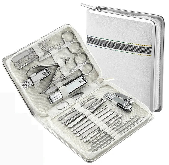 26 Pieces Stainless Steel Manicure Pedicure Tool Professional Nail Clipper Kits Nail Cutter Sets with Luxurious Travel Case