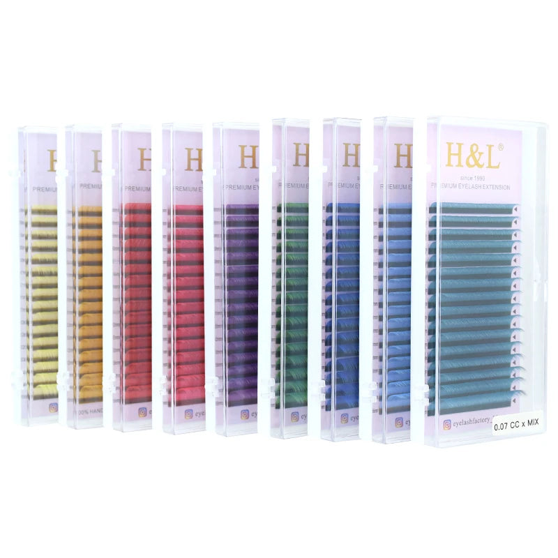 Lashes Extension Korean 16 Lines 0.07 8-15mm Mixed Individual Colored Lashes Trays