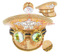 Ecoparty Women Men Steampunk Hat With Queen Sequin Burning Captain Sergeant Hat Rave Festival Bachelorette Part Hat