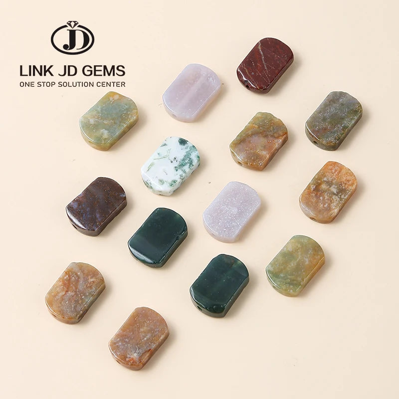 Fashion Semi Precious Stone Pendant Straight Hole Natural Indian Agate Square Plate Lucky Pendant for Necklace Making