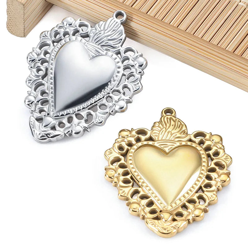 Antique Victorian Gold Heart Pendant Charm Vintage Style Gothic Dark Punk DIY Jewelry Findings & Components Dangle Heart