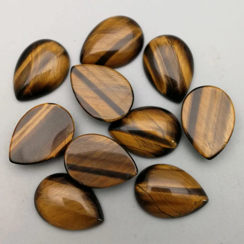 DIY Bulk Supply Stone Yellow Tiger Eye Waterdrop Cabochon 25*18mm Crafts