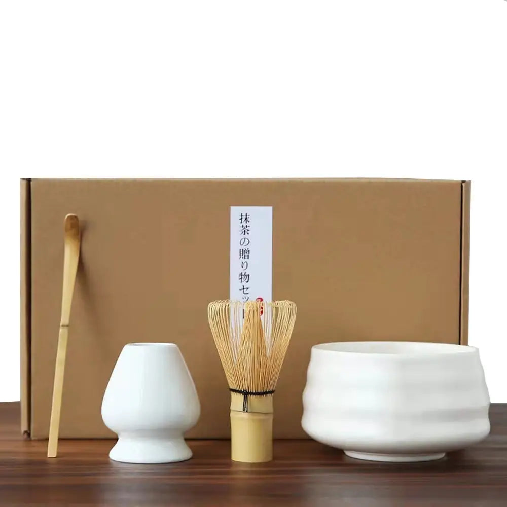 Custom Logo Best Sellers 4PCS Matcha Kit Ceramic Whisk Holder Chasen Bowl Tea Brush Japanese Engraved Ceramic Matcha Tool Set