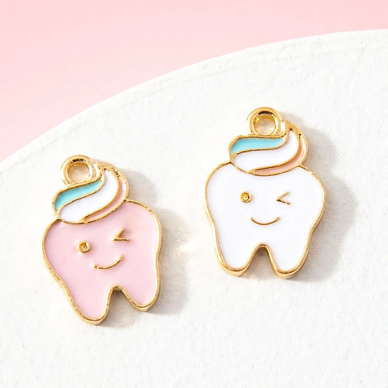 Healthy Tooth Toothpaste Charms Enamel Teeth Charms for Jewelry Necklace Bracelet Earring DIY Making