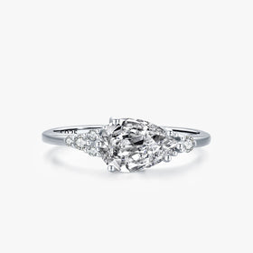 Ailmay Fashion 925 Sterling Silver Luxury Water Drop Shape Sparkling Zirconia Rings for Women Wedding Engagement Fine Jewelry