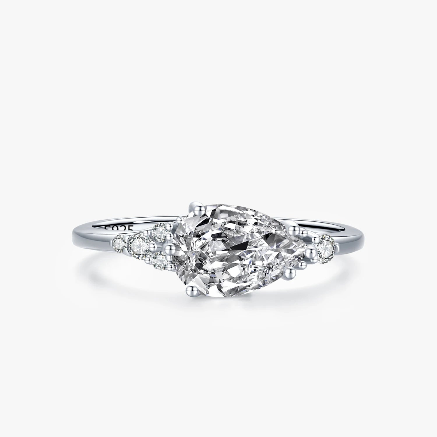 Ailmay Fashion 925 Sterling Silver Luxury Water Drop Shape Sparkling Zirconia Rings for Women Wedding Engagement Fine Jewelry