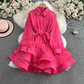 Diamond studded Dress for Women Temperament Ruffled Edges Fluffy Skirt
